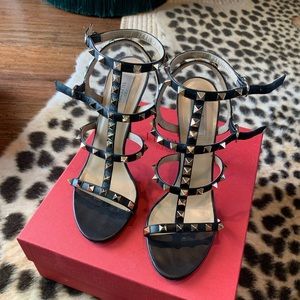 Valentino Rockstud Ankle Strap in Black